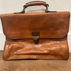 Barantani Made in Italy Leather Briefcase – Vintage Tan Leather